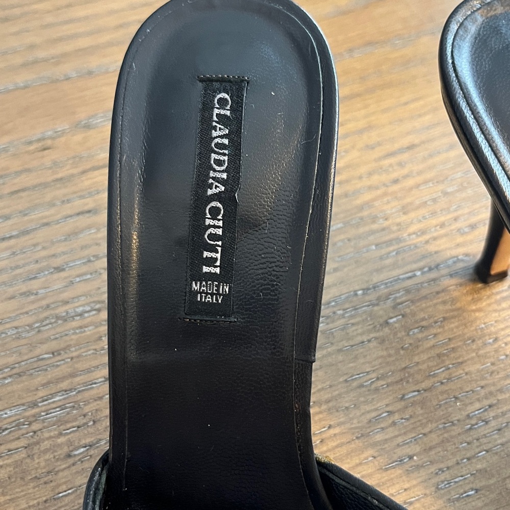 Claudia Ciuti Black and White Leather Women's Mules Size 7.5 - Picture 2 of 9